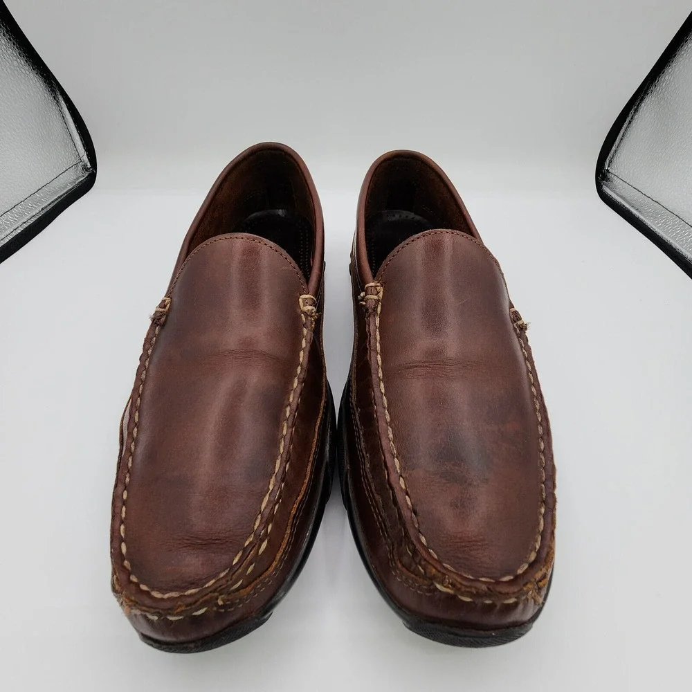 Allen Edmonds Boulder‎ Driving Shoes Mens 9.5 D Brown Leather Stitched Moccasin